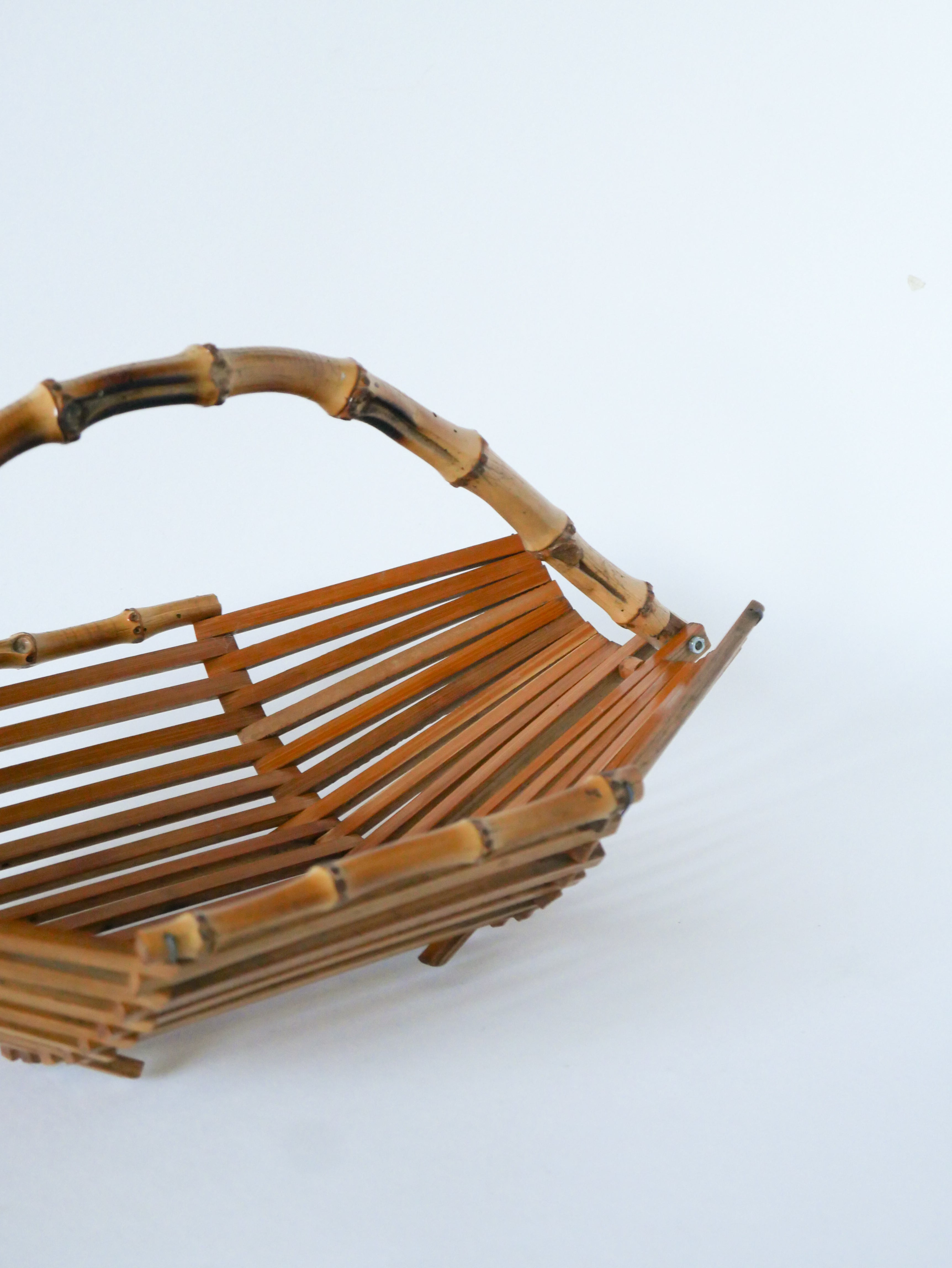 Panière En Bambou Et Teck, Design, 1960