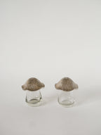 Sel Et Poivre En Métal Argenté Et Verre, Champignons, 1930