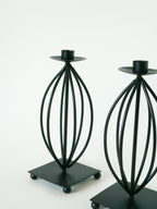 Paire De Bougeoirs En Fer Forgé, Vintage - 24 X 10 Cm