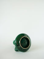 Bougeoir En Céramique, Vert & Doré, 1960
