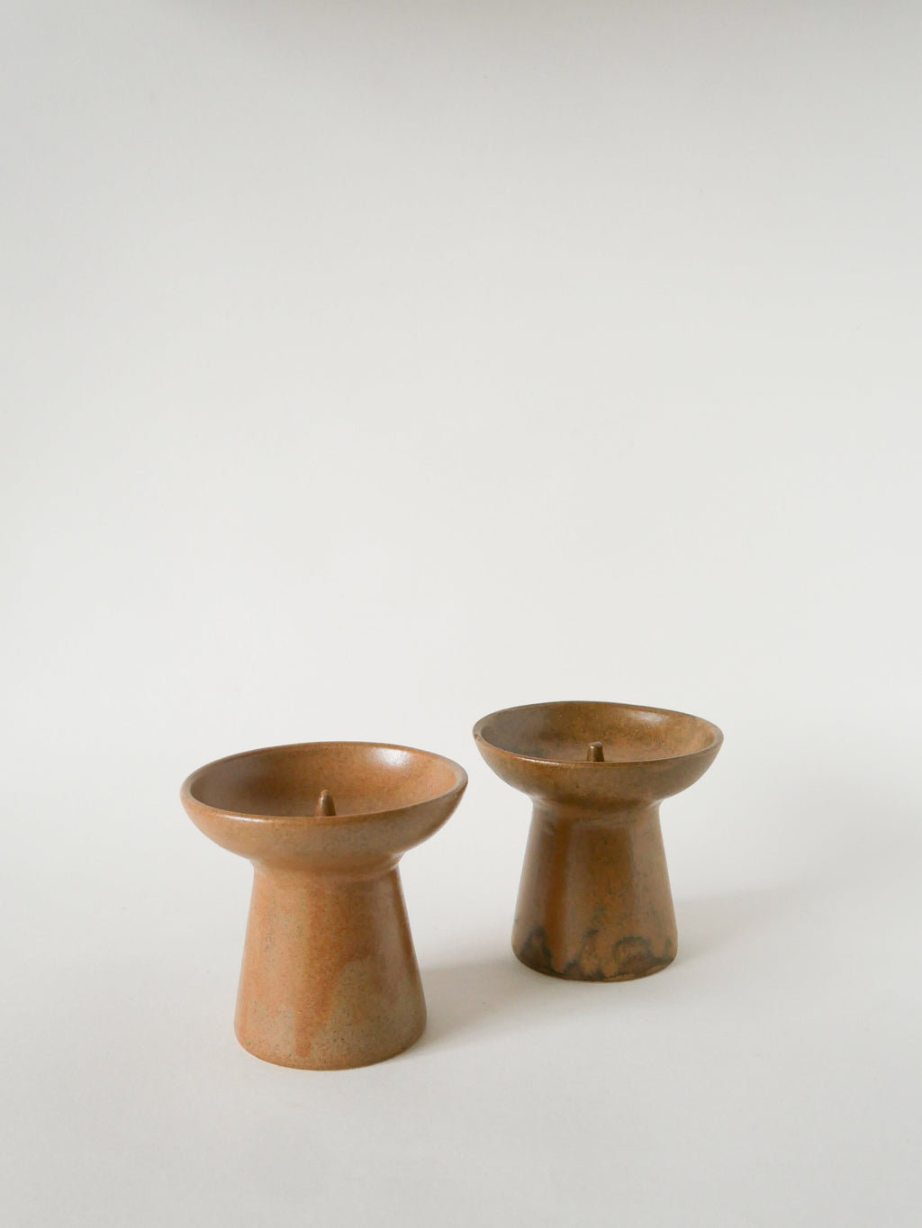 Paire De Bougeoirs En Grès, Graphiques, 1970