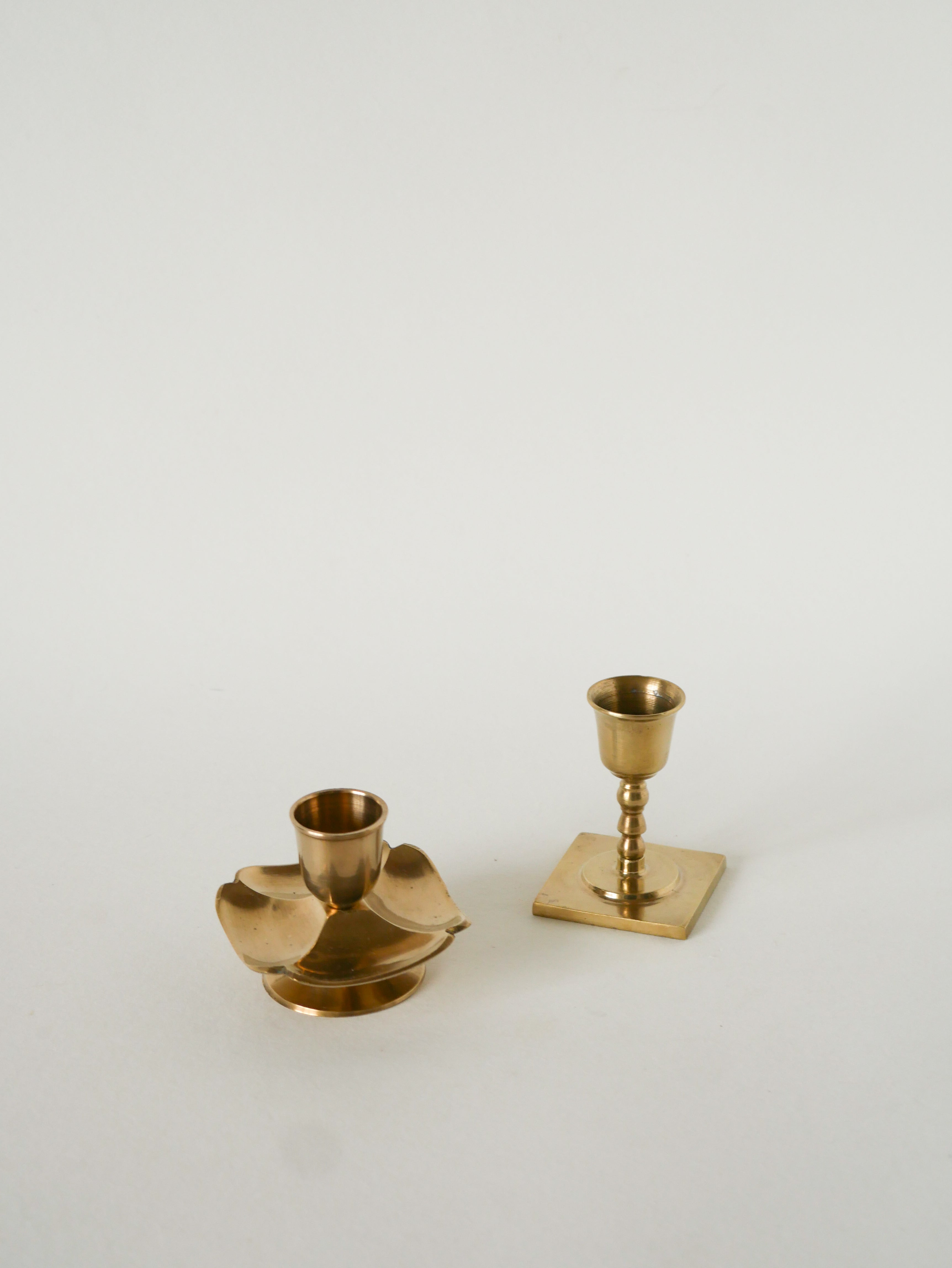 Duo De Bougeoirs En Laiton, 1950