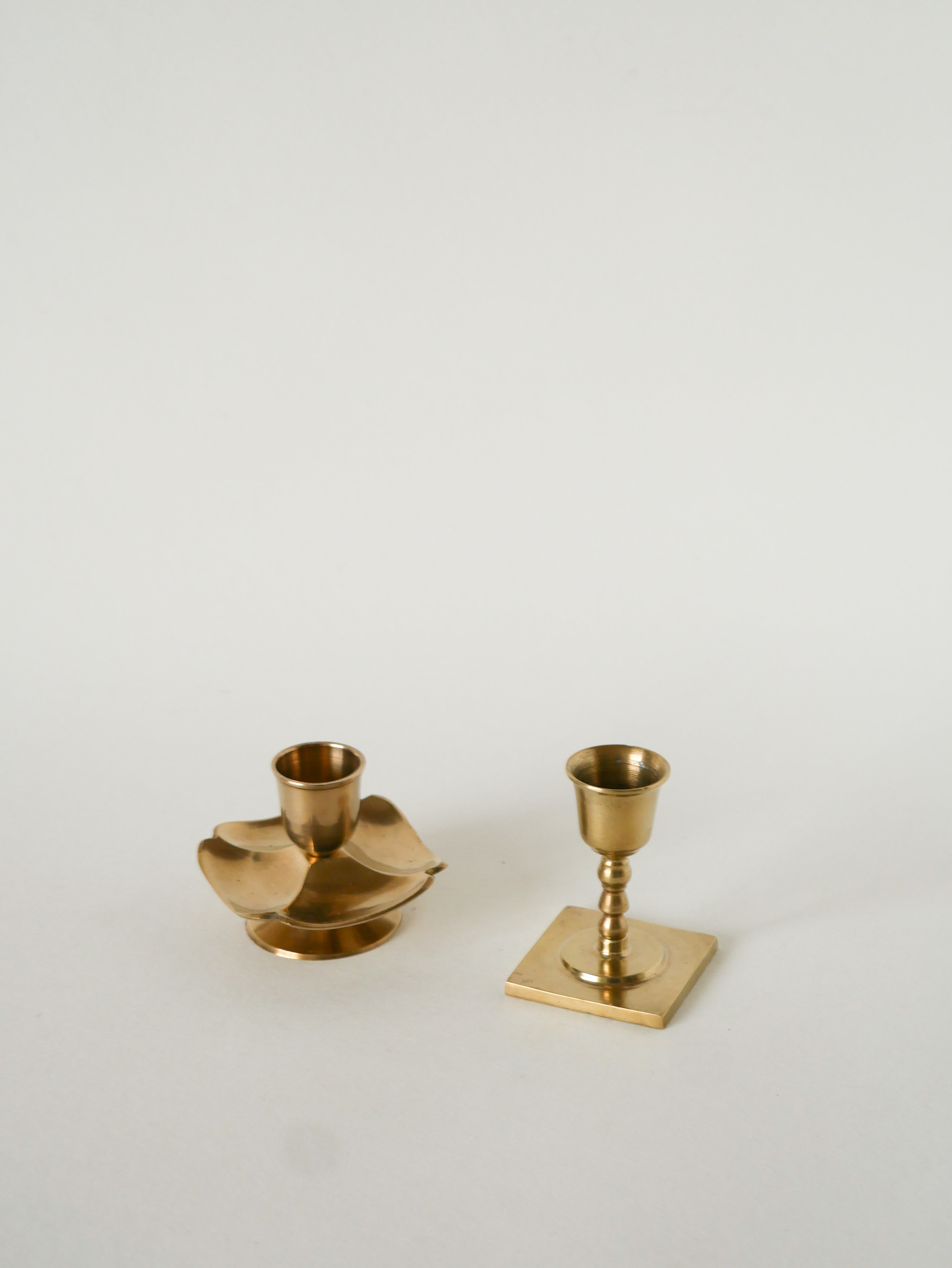 Duo De Bougeoirs En Laiton, 1950