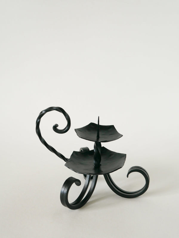 Grand Bougeoir En Fer Forgé, Brutaliste, 1940 - 16 X 18 Cm