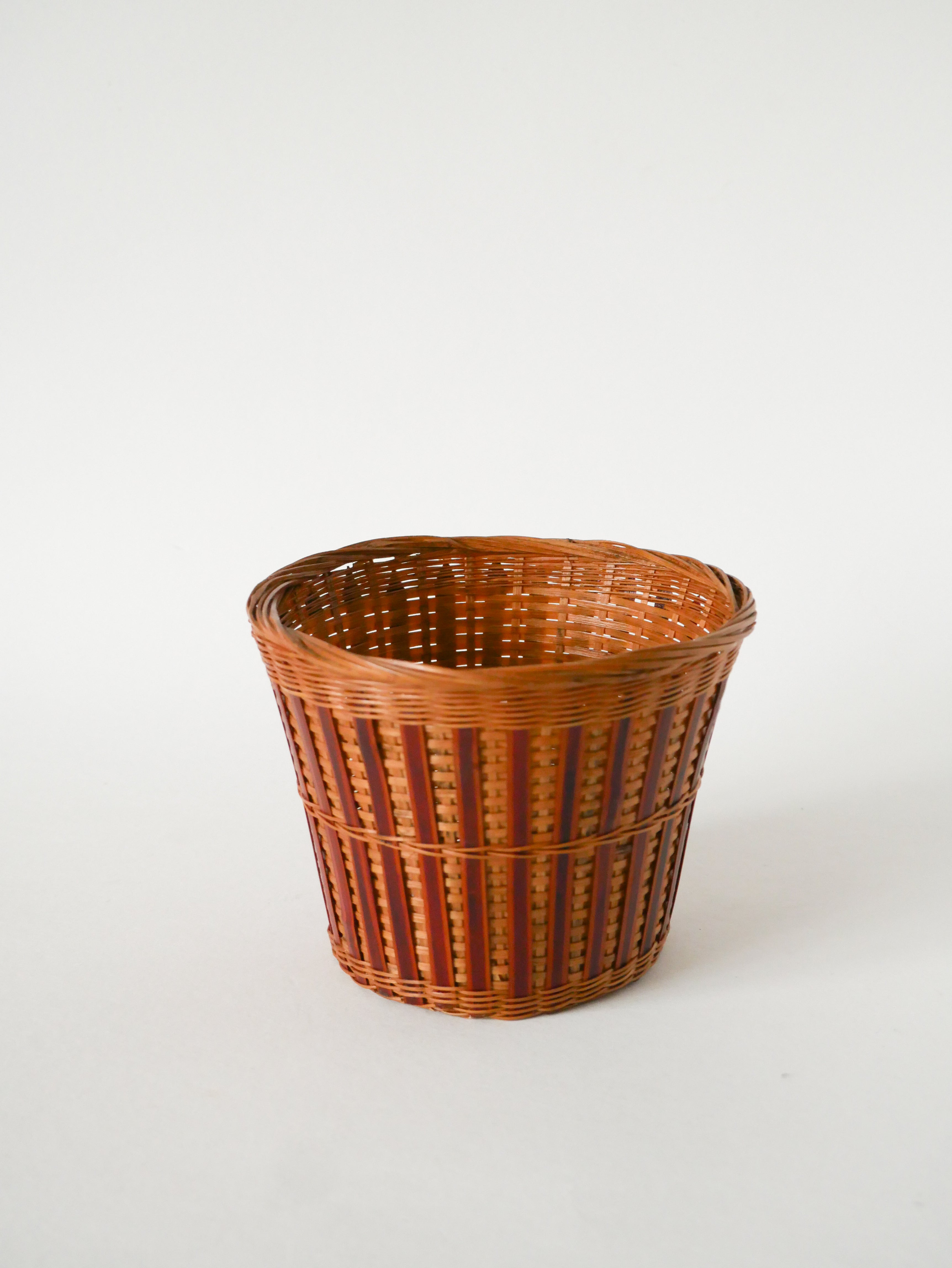 Cache-Pot En Rotin, 1970 - 12.5 X 14 Cm