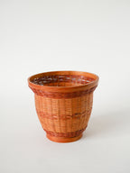 Cache-Pot En Rotin, 1970 - 12 X 14.5 Cm