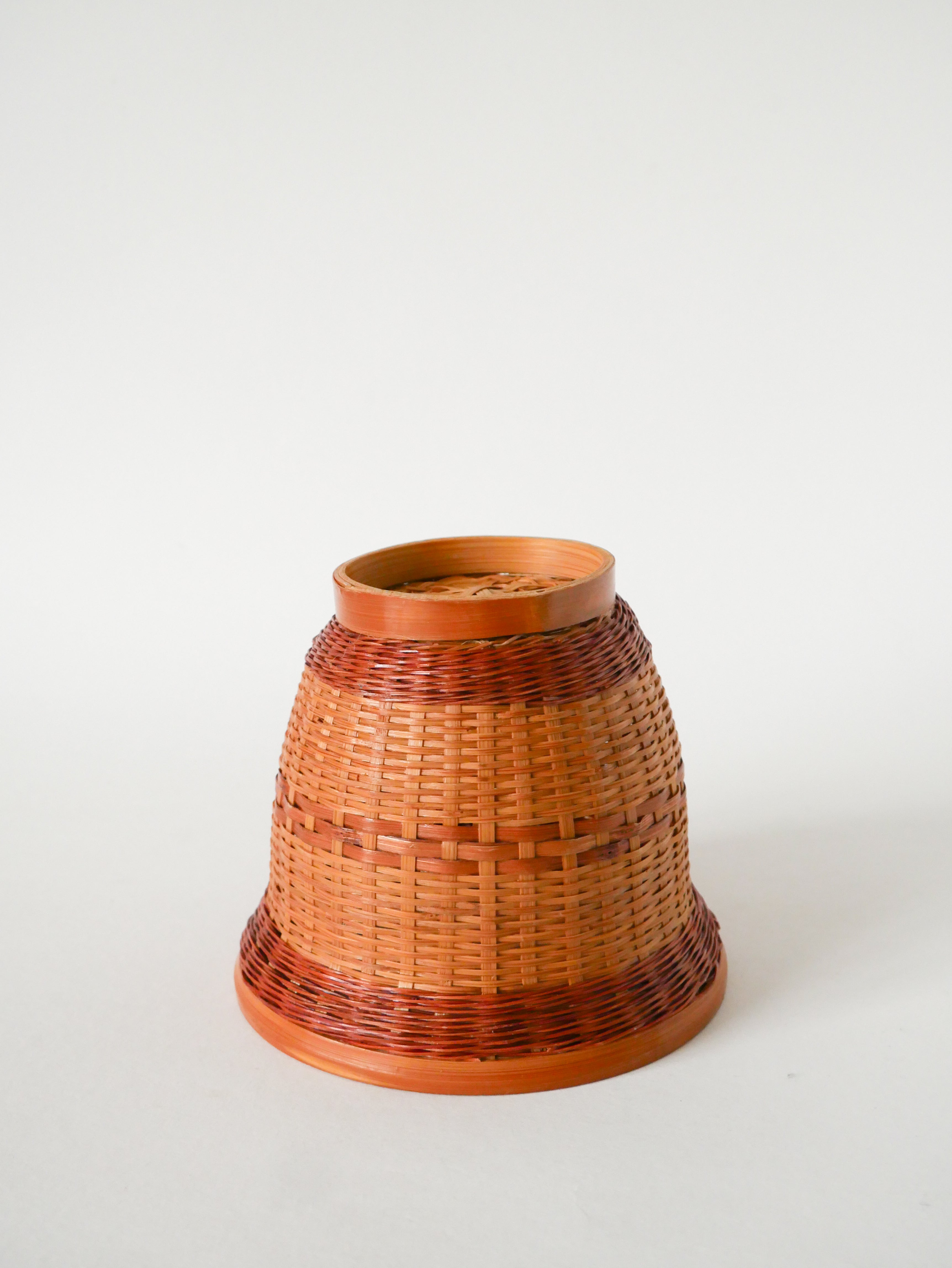 Cache-Pot En Rotin, 1970 - 12 X 14.5 Cm