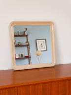 Miroir En Plastique, Forme Carrée, Ivoire, Design, 1970