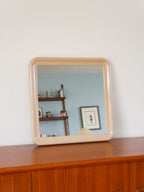 Miroir En Plastique, Forme Carrée, Ivoire, Design, 1970