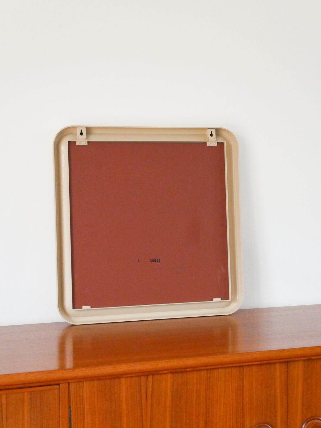 Miroir En Plastique, Forme Carrée, Ivoire, Design, 1970