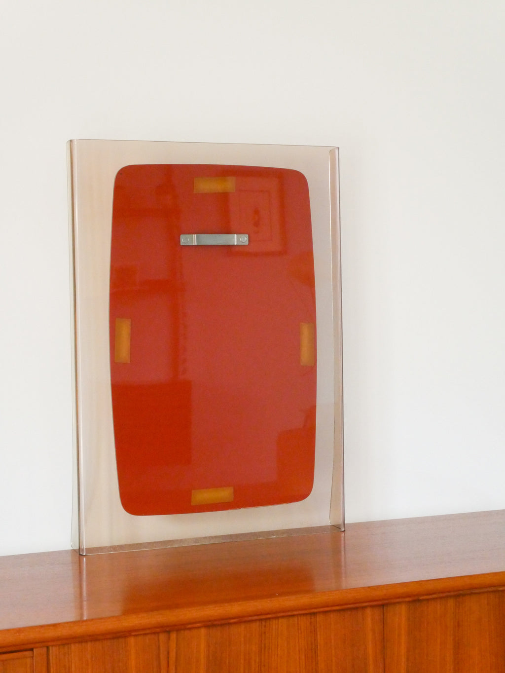 Grand Miroir En Plexi, Forme Rectangulaire, Design, 1970 - 65 X 36 Cm