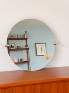 Grand Miroir En Plexi, Forme Ronde, Design, 1970 - 60 X 50 Cm
