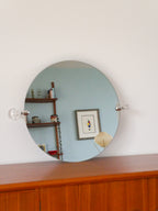 Grand Miroir En Plexi, Forme Ronde, Design, 1970 - 60 X 50 Cm