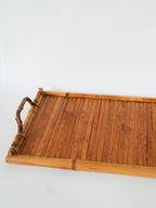 Plateau En Bois Et Bambou, 1960 - 48 X 27 Cm
