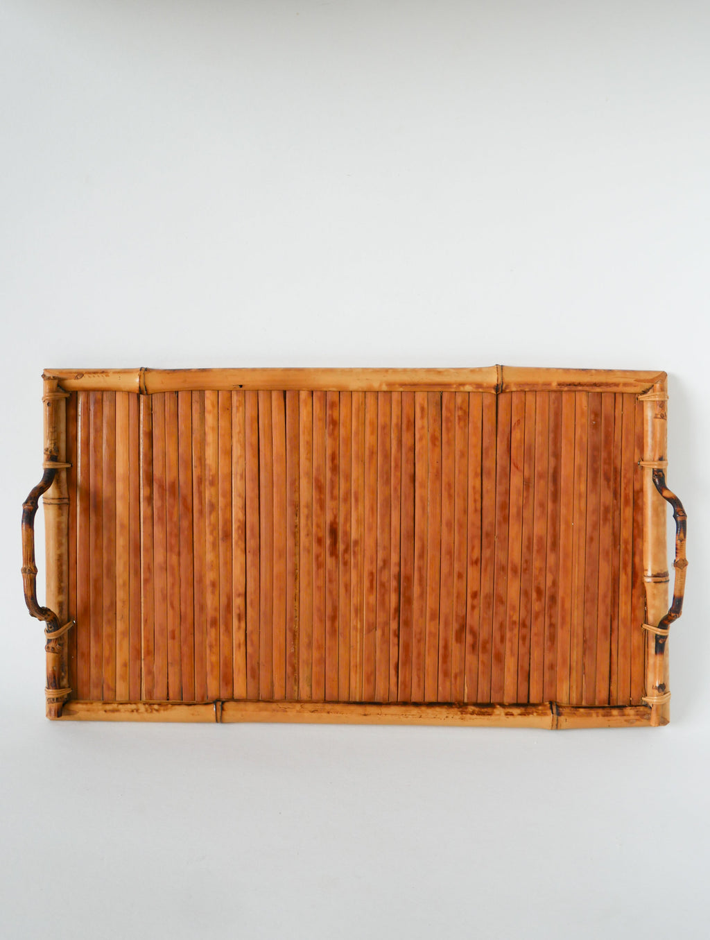 Plateau En Bois Et Bambou, 1960 - 48 X 27 Cm