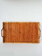 Plateau En Bois Et Bambou, 1960 - 48 X 27 Cm