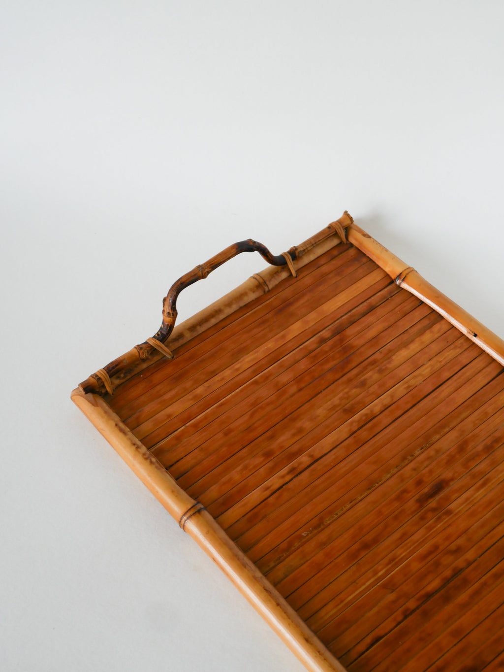 Plateau En Bois Et Bambou, 1960 - 48 X 27 Cm