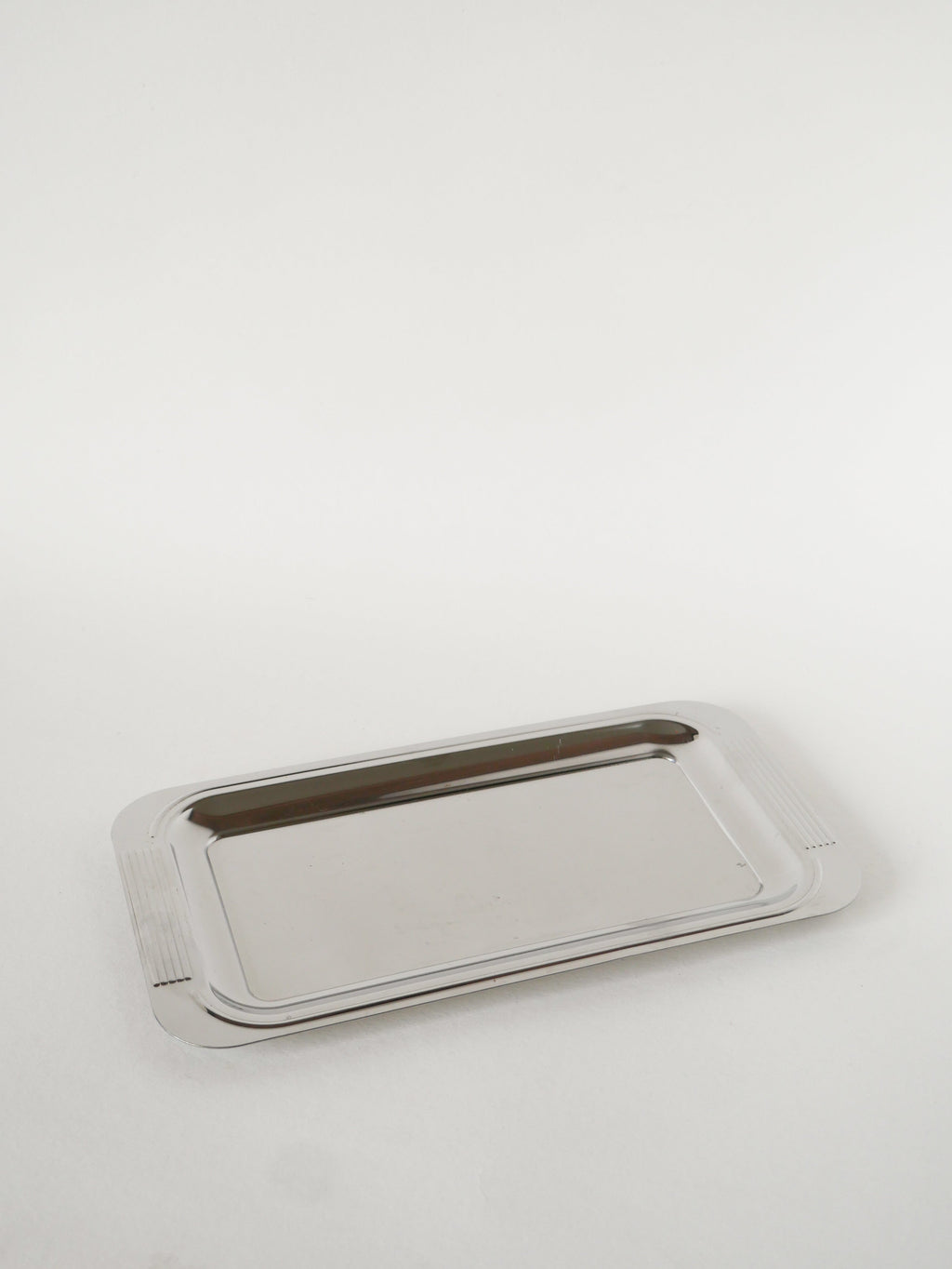 Plateau Rectangulaire En Inox, Design, 1970 - 28 X 15 Cm