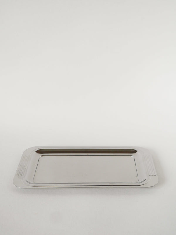 Plateau Rectangulaire En Inox, Design, 1970 - 28 X 15 Cm