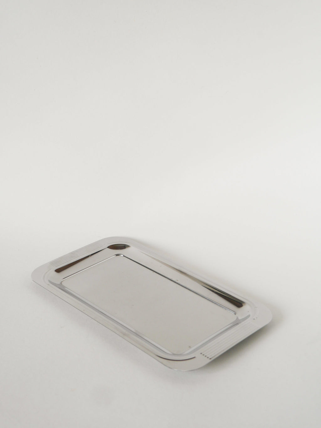Plateau Rectangulaire En Inox, Design, 1970 - 28 X 15 Cm