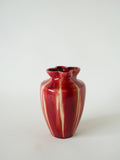 Vase En Céramique Vernissée, Encolure Fleur, Bordeaux, 1970 - 17 X 13 Cm