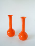 Paire De Vases En Opaline, Orange, Design, 1970