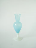 Vase En Opaline Pieds Torsadé, Bleu Ciel Et Blanc, 1960