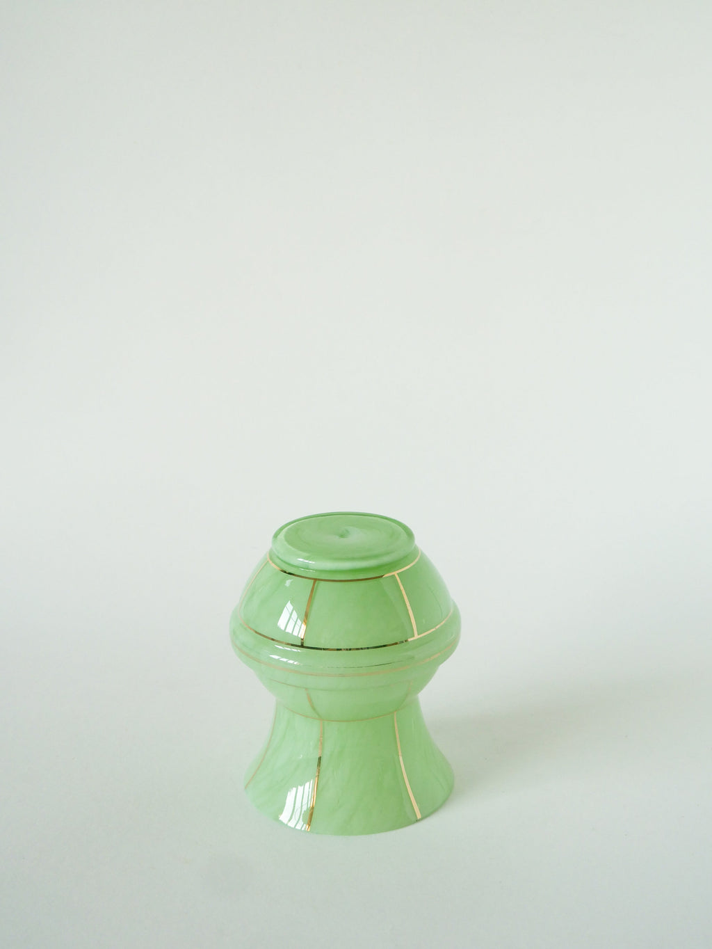 Vase En Verre De Clichy, Vert Menthe Et Doré, 1950