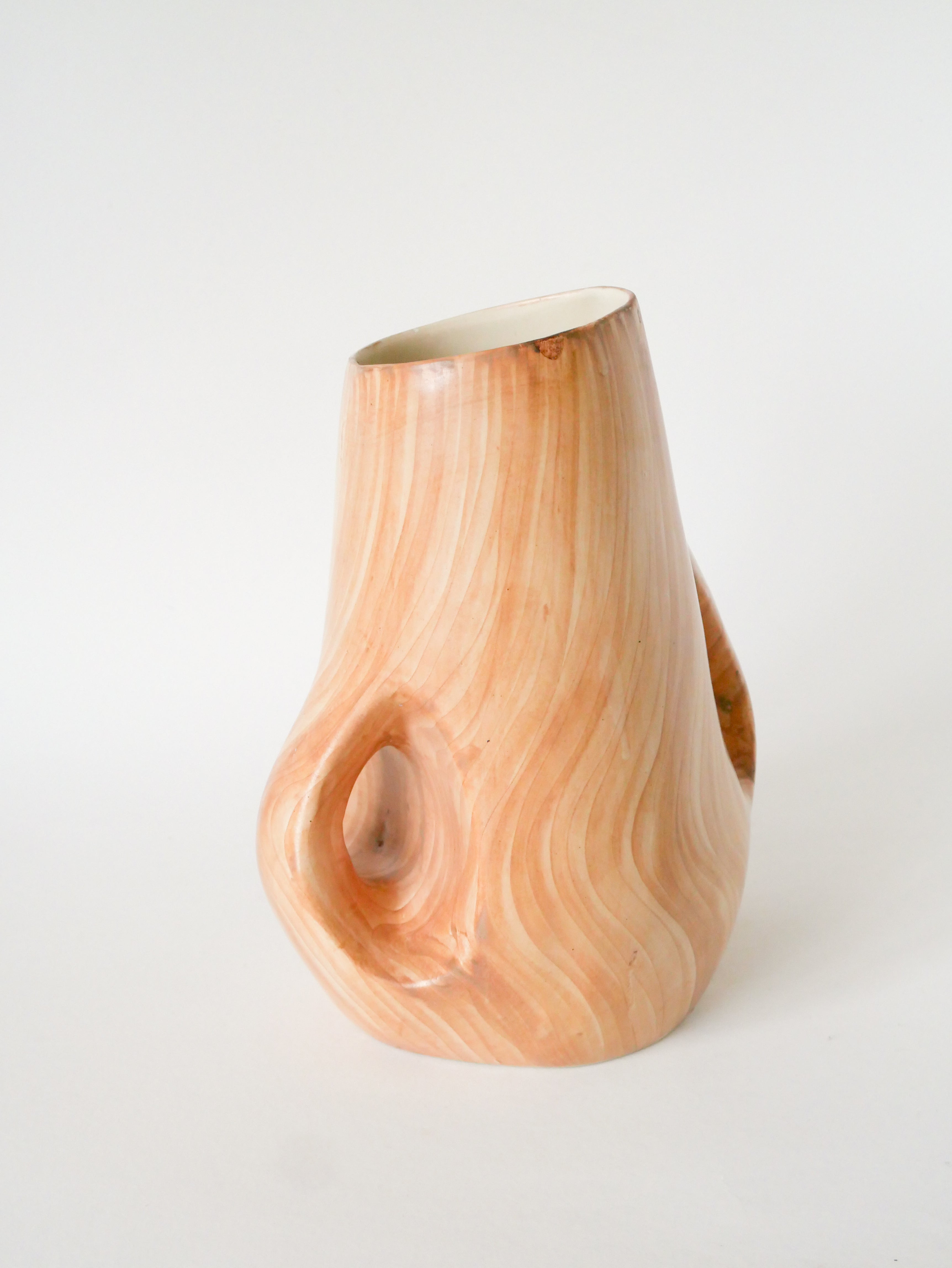 Grand Vase En Céramique, Effet Bois, Vallauris Grandjean-Jourdan, Design, 1960