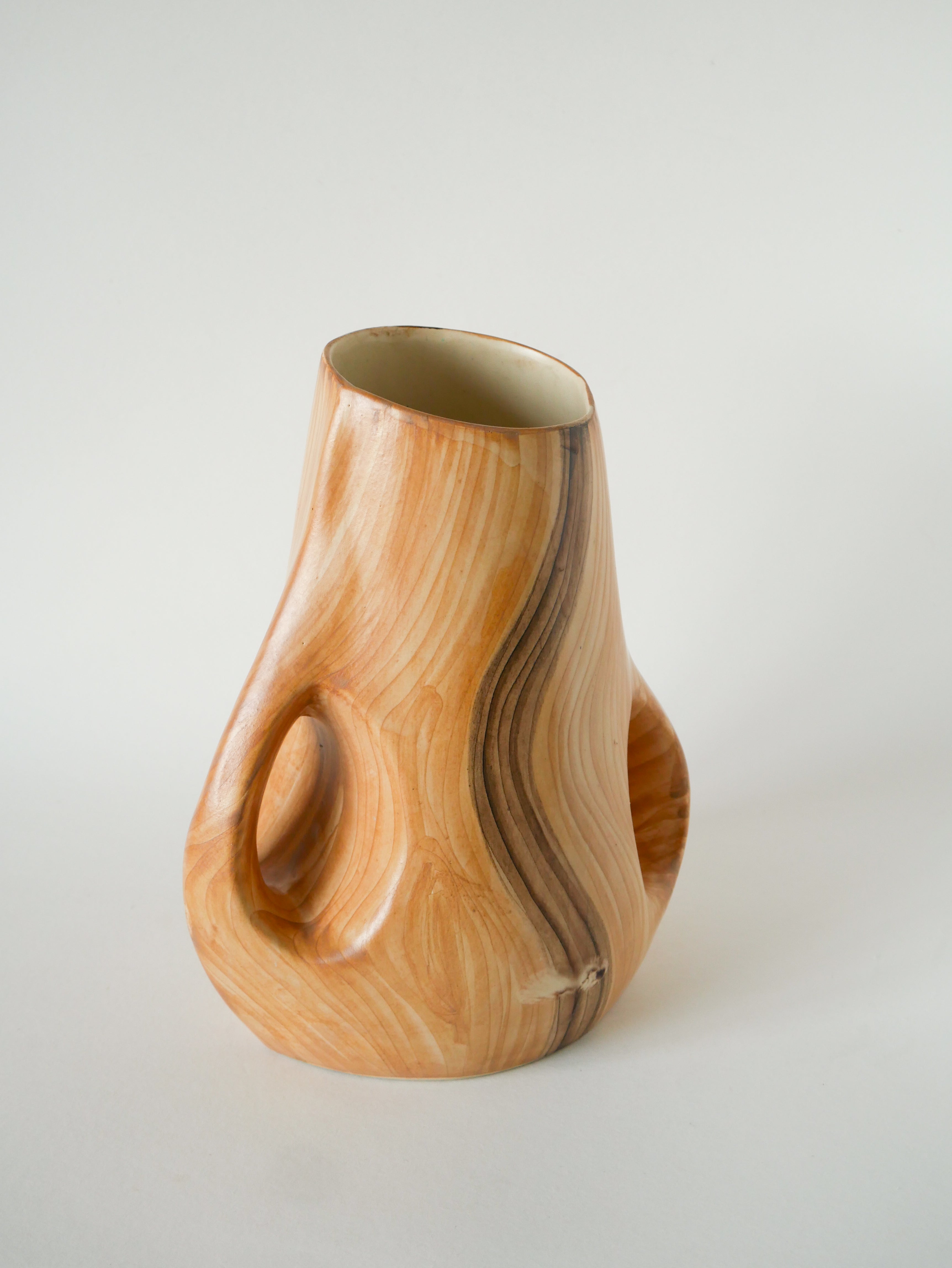 Grand Vase En Céramique, Effet Bois, Vallauris Grandjean-Jourdan, Design, 1960