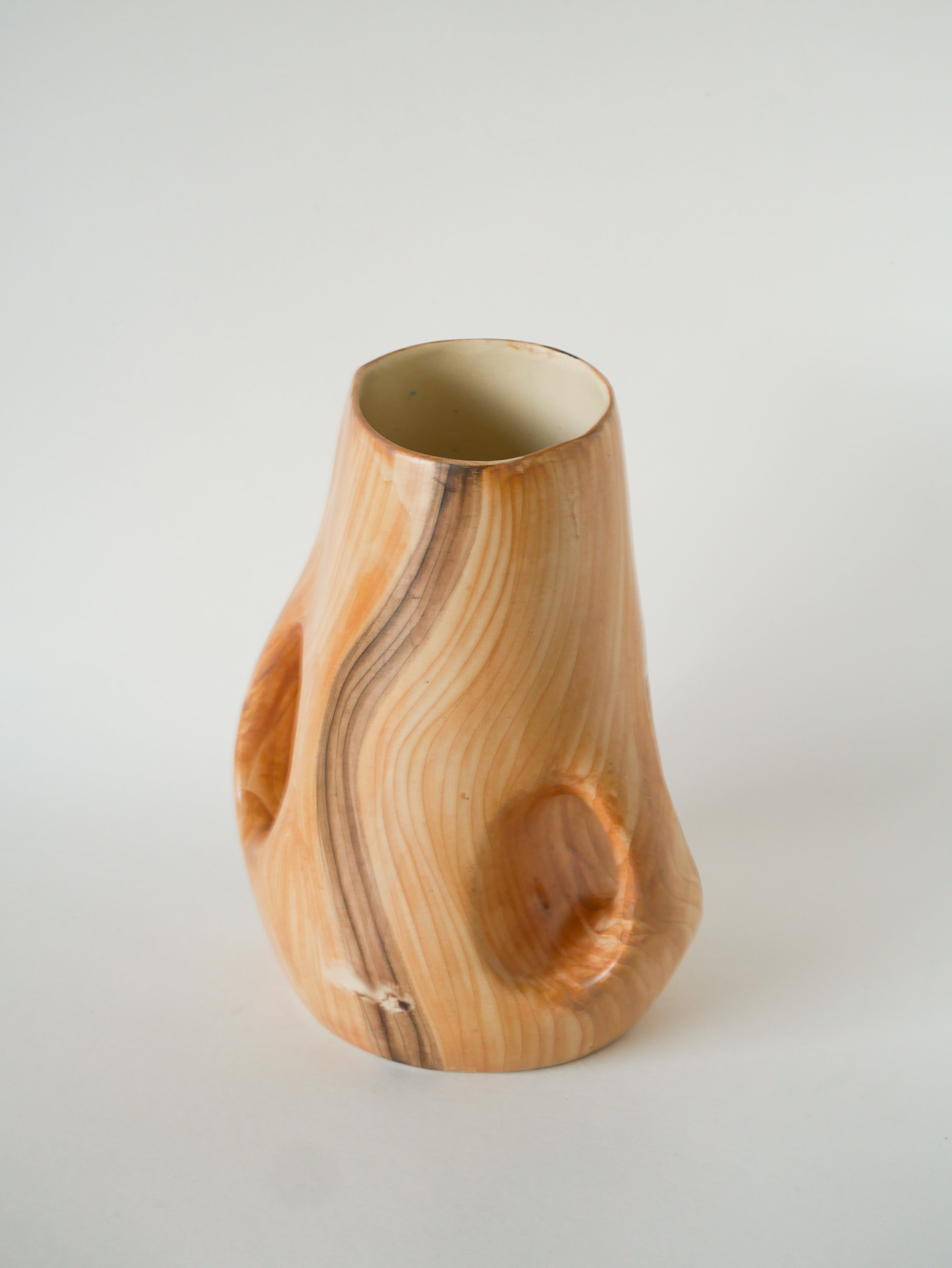 Grand Vase En Céramique, Effet Bois, Vallauris Grandjean-Jourdan, Design, 1960