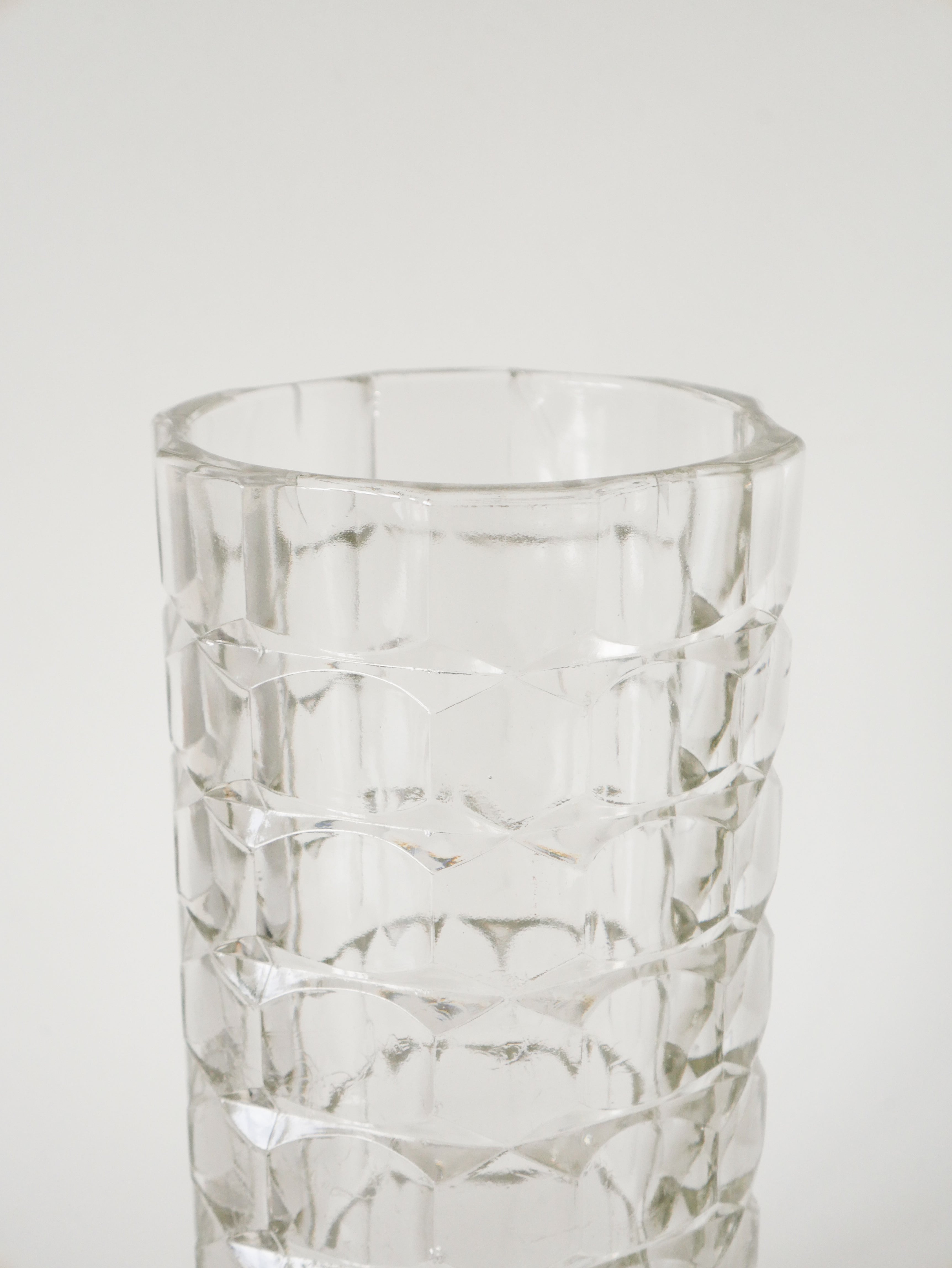 Grand Vase En Verre Pressé Moulé, Made In Italy, 1970
