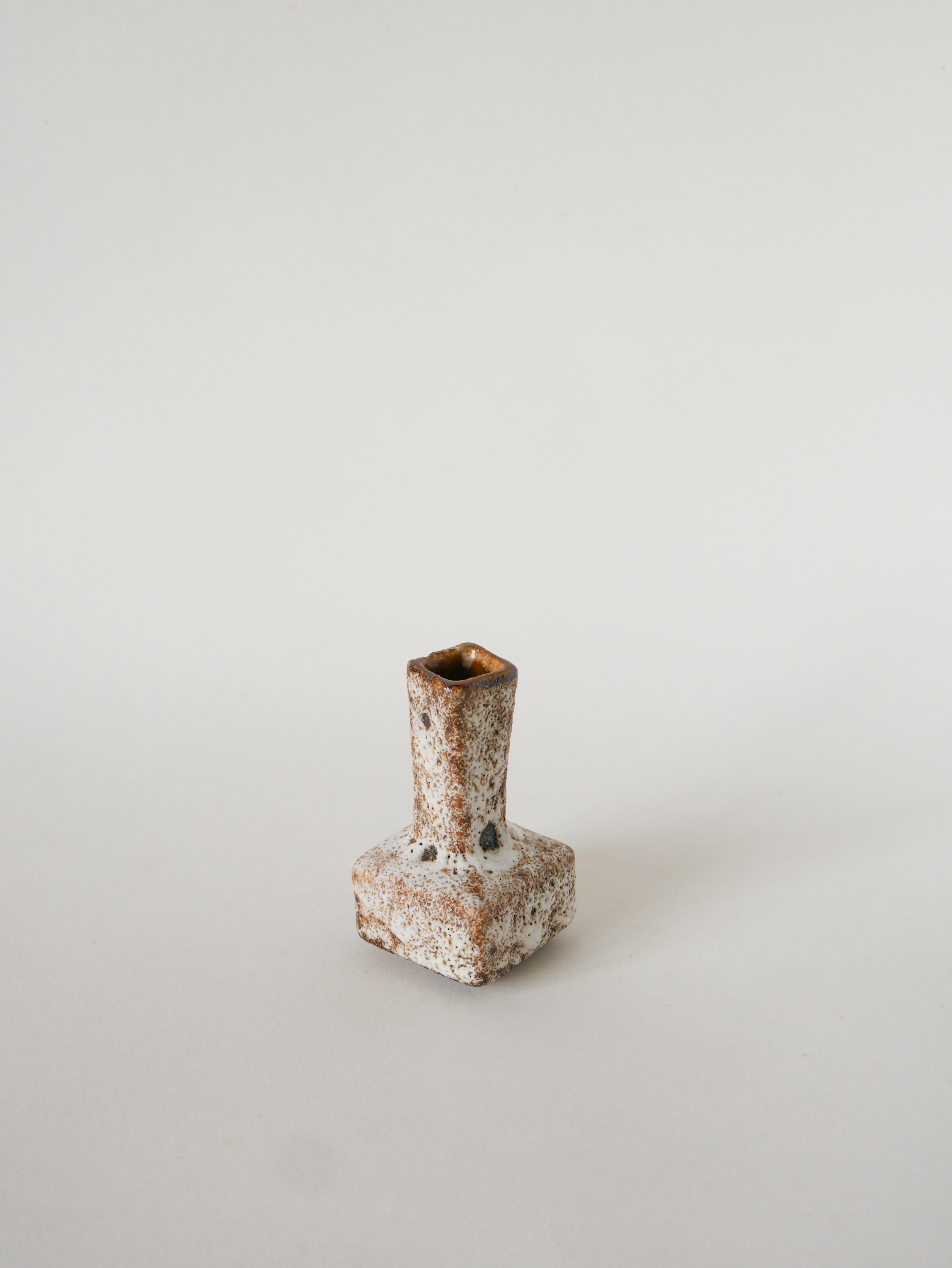Mini Vase En Céramique Fat Lava, Crème Et Marron, Made In Germany 1970