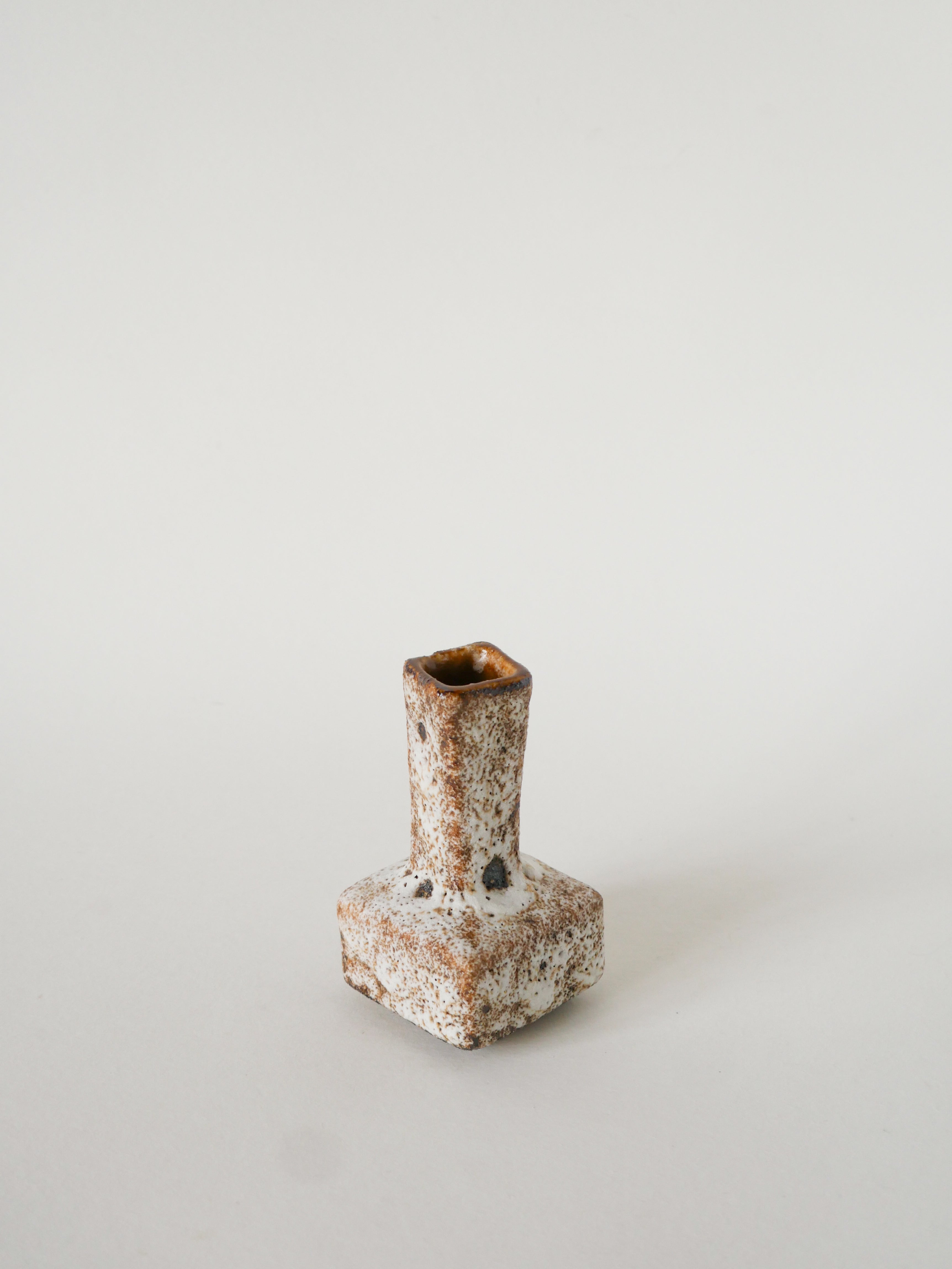 Mini Vase En Céramique Fat Lava, Crème Et Marron, Made In Germany 1970