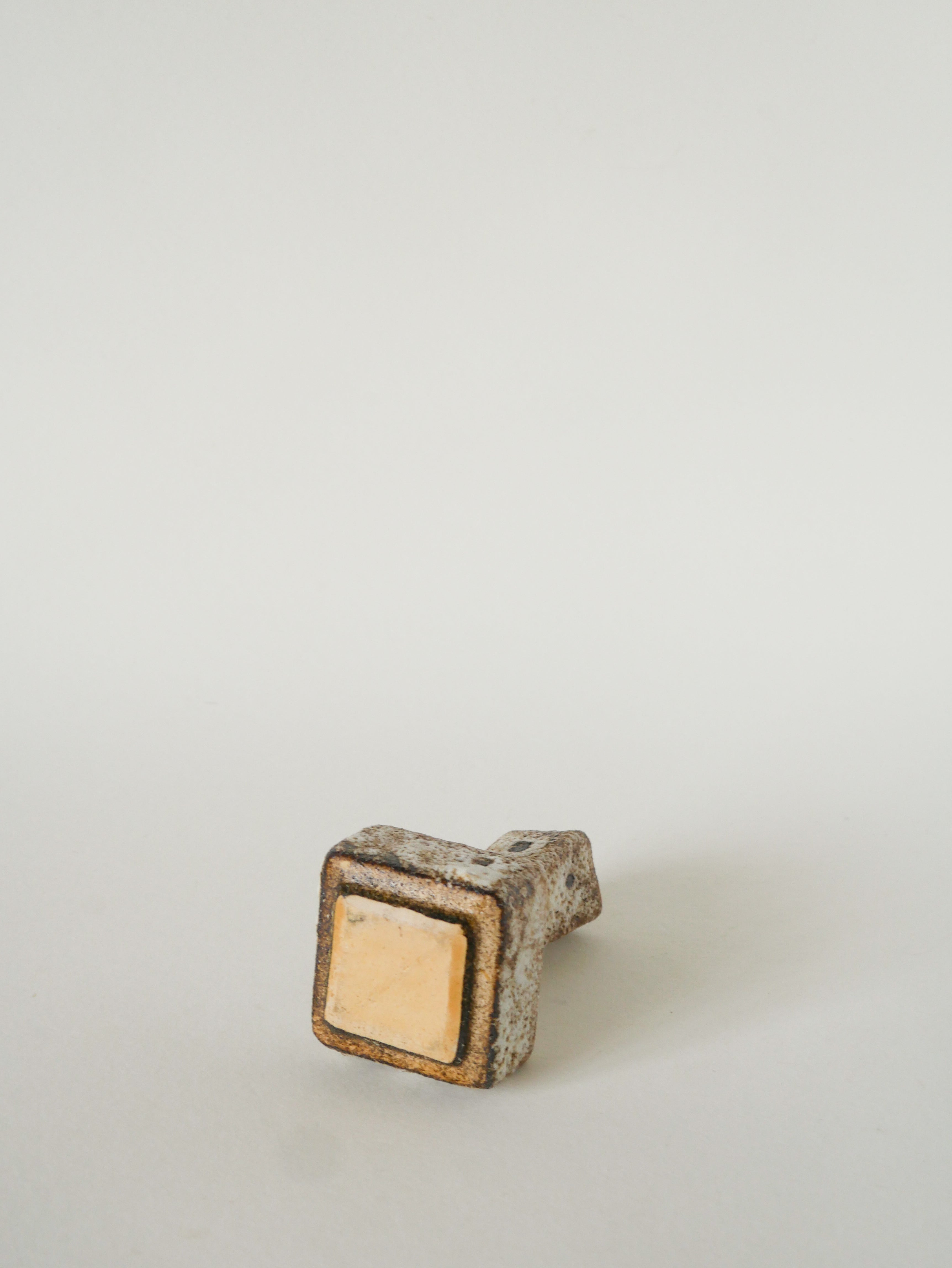 Mini Vase En Céramique Fat Lava, Crème Et Marron, Made In Germany 1970