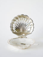 Beurrier Coquillage En Inox Et Verre Blanc - Avec Couteau - 1970