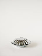 Vide-Poche Coquillage En Inox Avec Intérieur En Verre Bleu - Design 1970