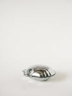 Vide-Poche Coquillage En Inox Avec Intérieur En Verre Bleu - Design 1970