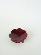 Vide-Poche Feuille En Barbotine, Bordeaux, 1970 - 14 X 14 Cm