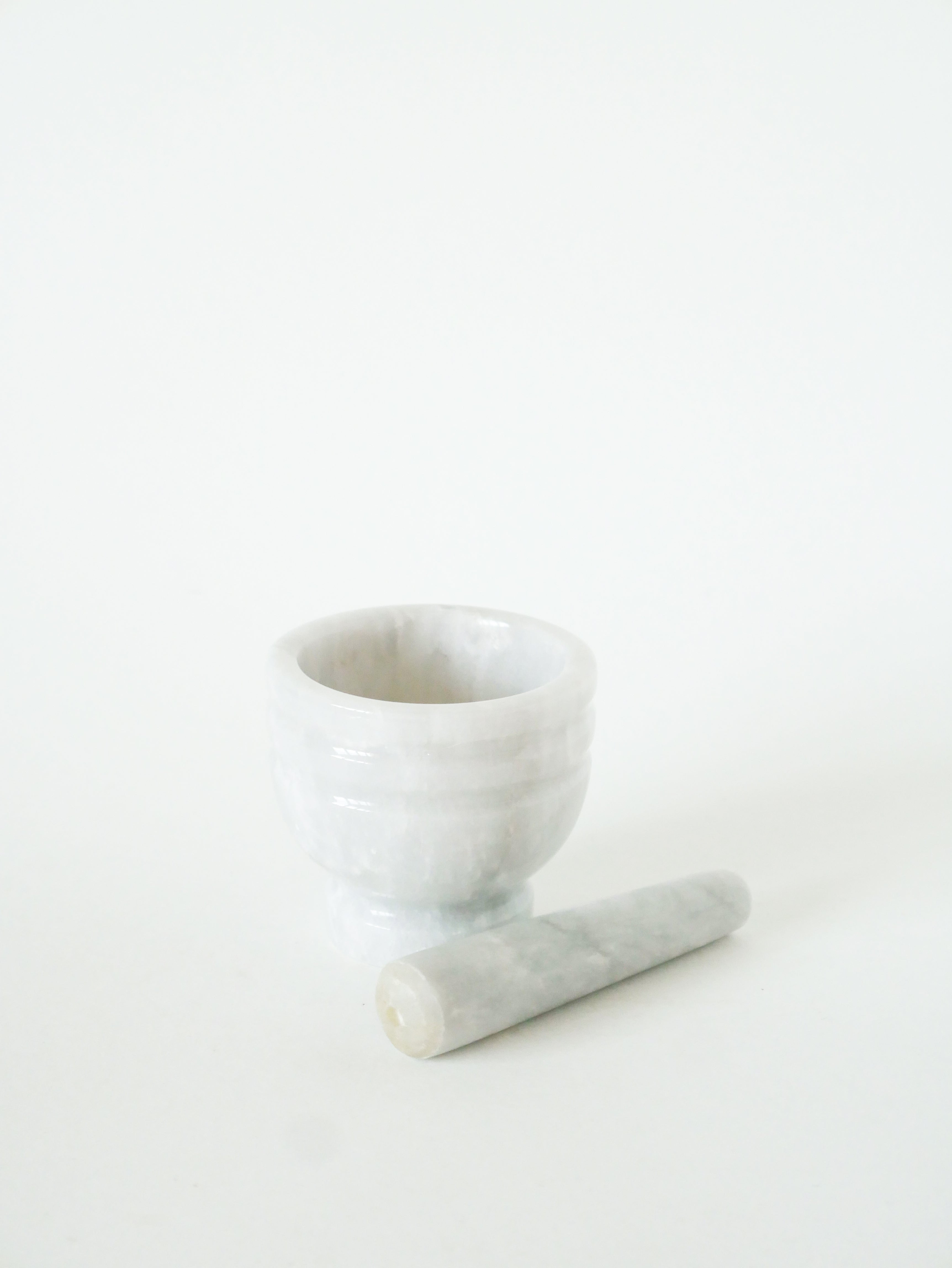 Mortier Et Pilon En Albâtre, 1970 - 8 X 8 Cm