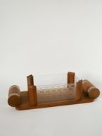 Boîte À Biscuits En Bois, Verre Et Chrome, Art Déco, 1940
