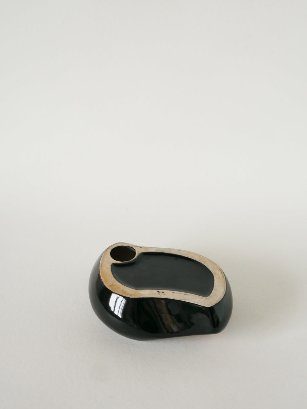 Vide-Poche En Céramique, Forme Libre, Noir Et Rose, 1970