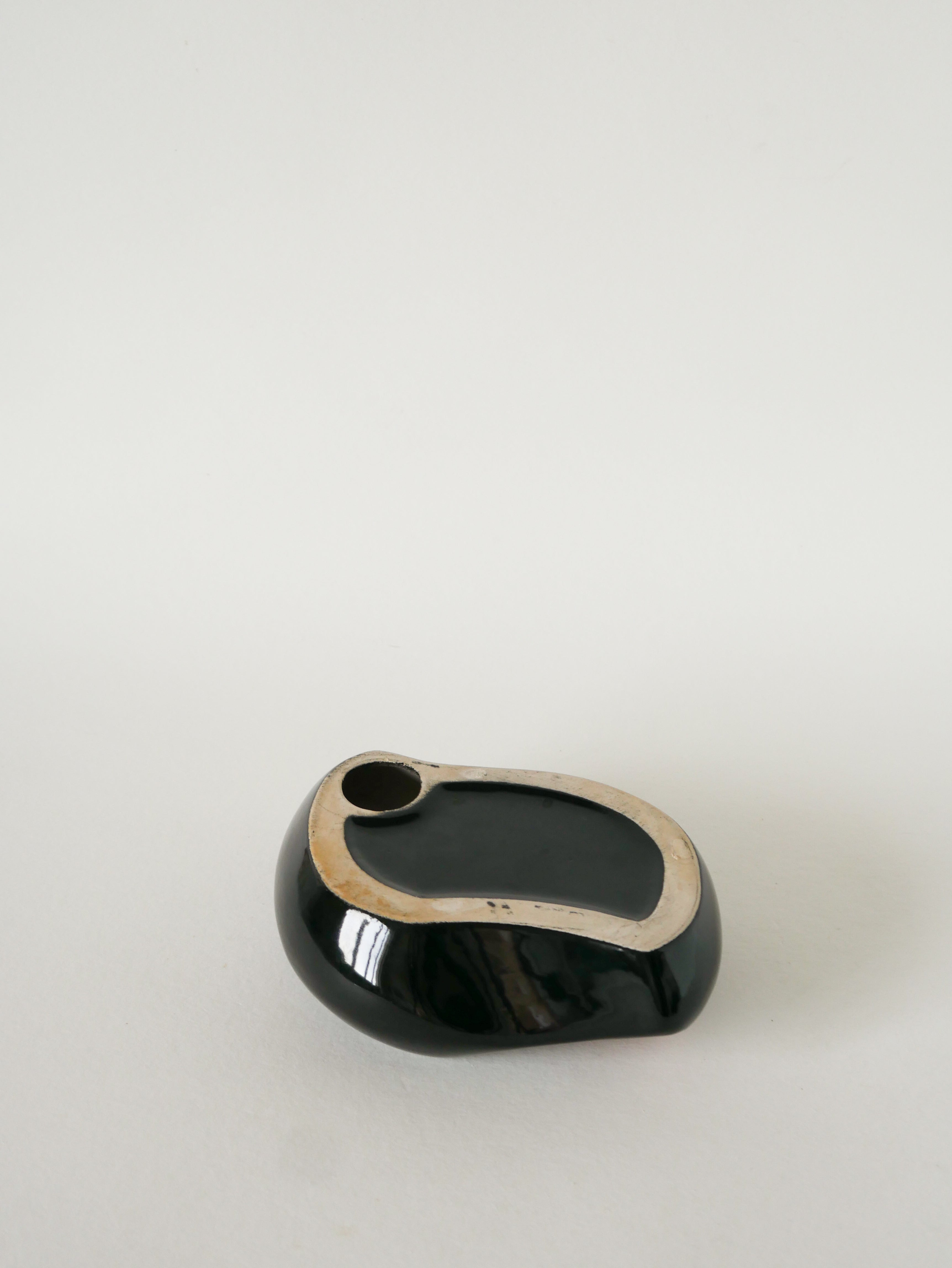Vide-Poche En Céramique, Forme Libre, Noir Et Rose, 1970