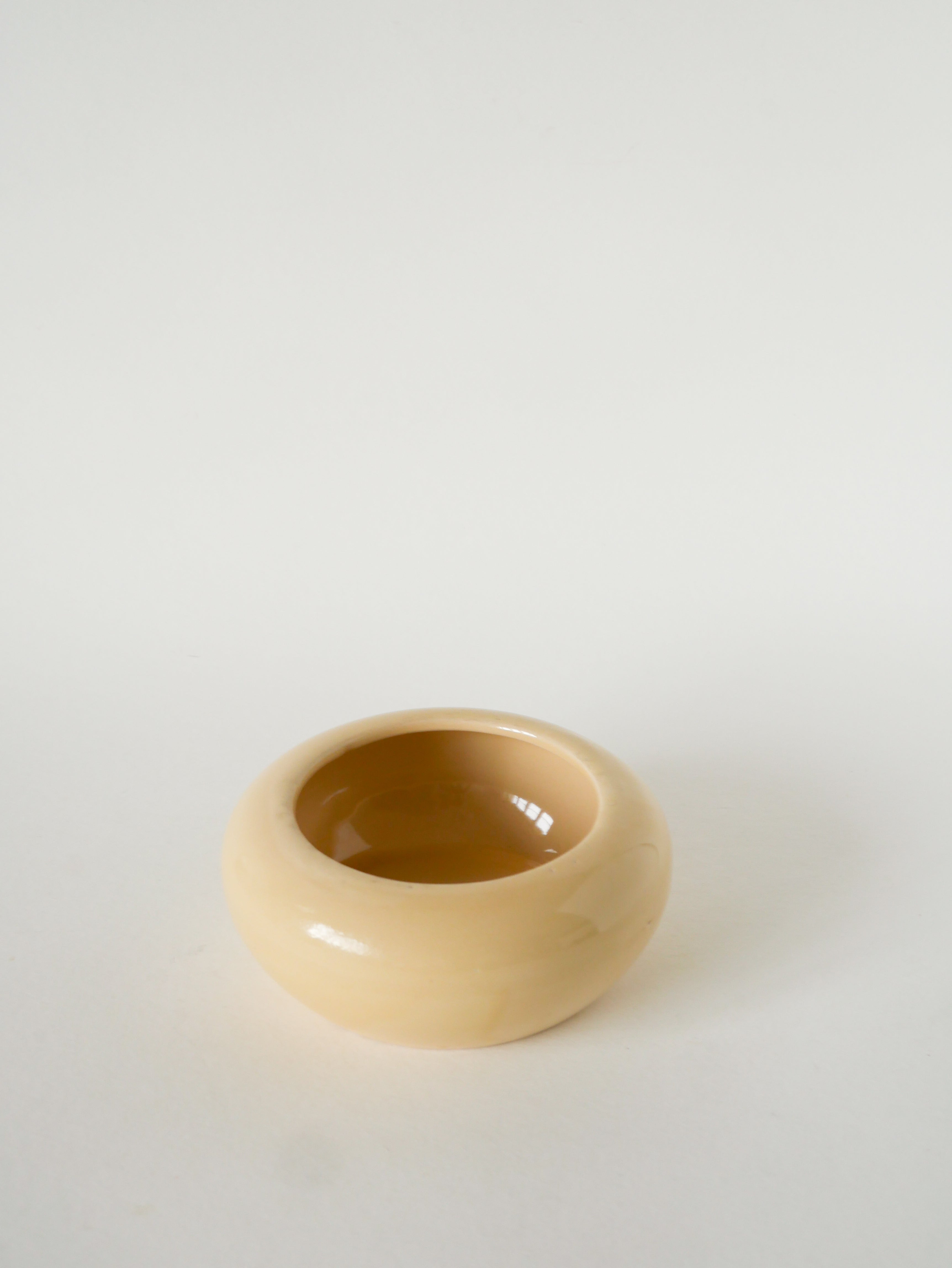 Boîte En Céramique, Jaune Beurre Et Doré, Magda, 1960