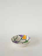 Paire De Ramequins En Céramique, Motifs Abstraits Jaune, Violet Et Vert, Modèle Pornic, 1960