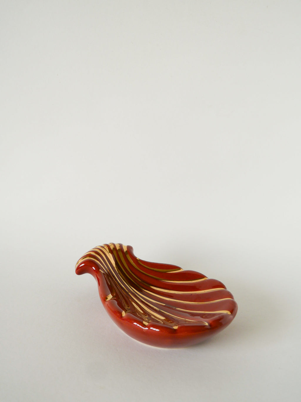 Vide-Poche Coquillage En Céramique, Magdalithe, Brique Et Doré, 1970