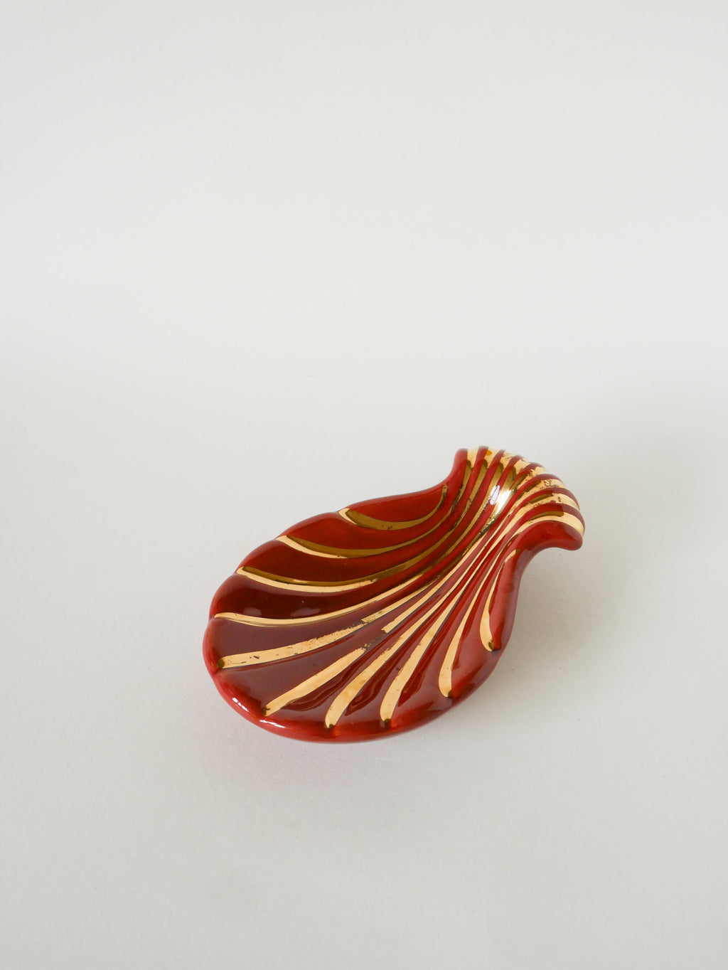 Vide-Poche Coquillage En Céramique, Magdalithe, Brique Et Doré, 1970