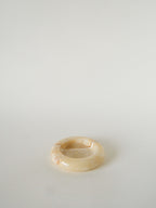 Vide-Poche En Onyx, Forme Ronde, Crème, Design, 1970 - 11.5 Cm