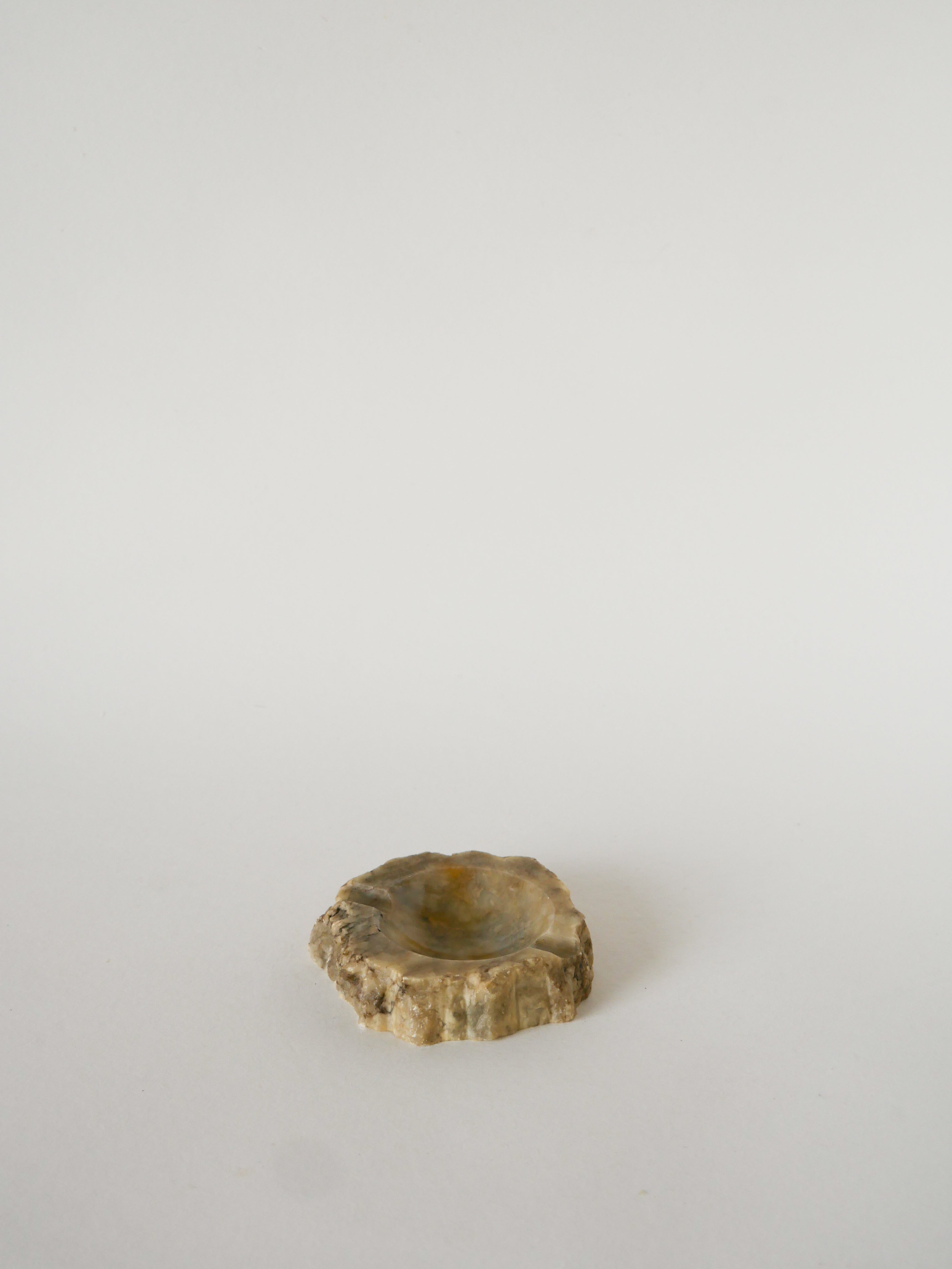 Cendrier En Albâtre, Forme Libre, Gris, Made In Germany, 1970