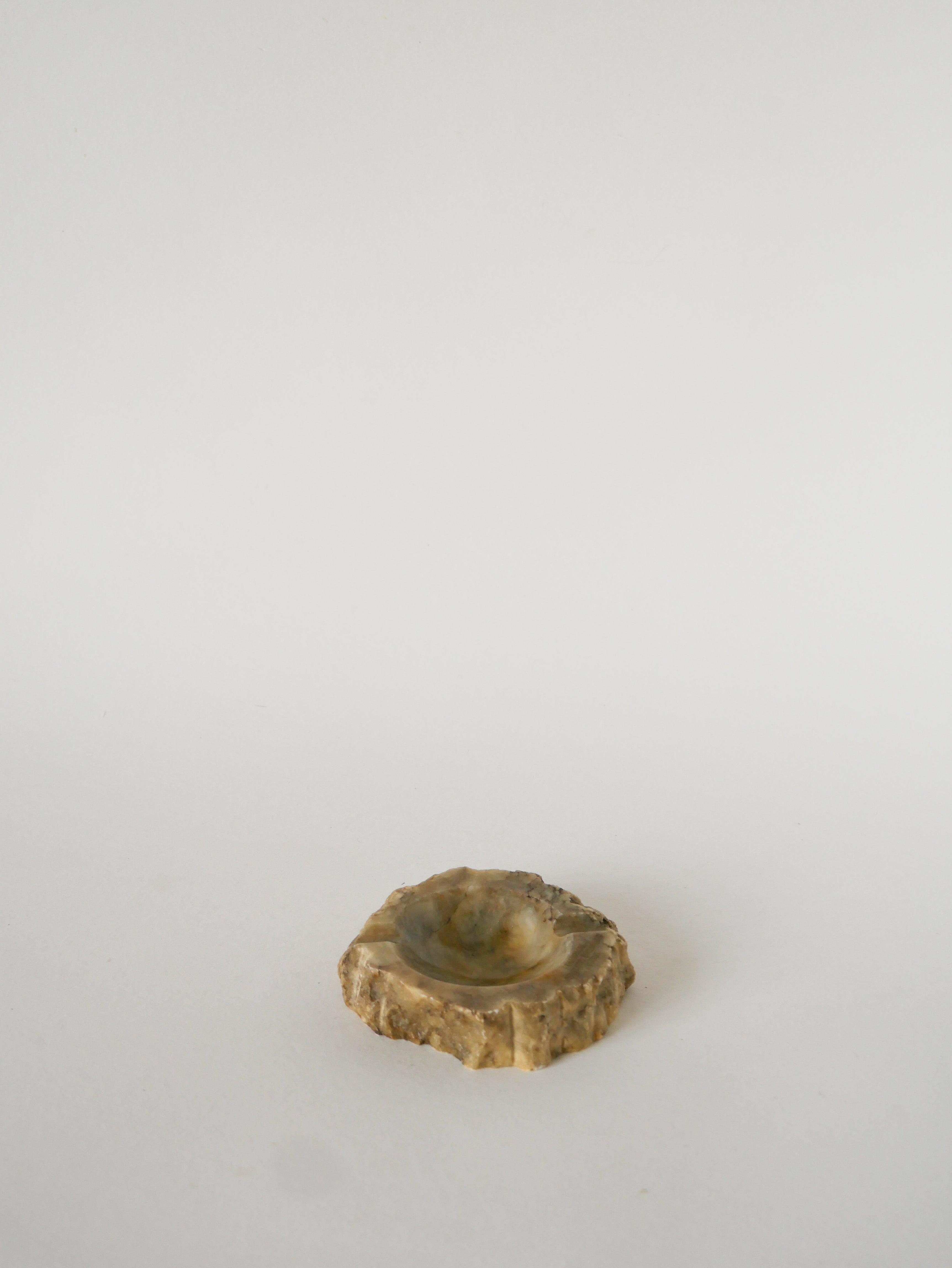 Cendrier En Albâtre, Forme Libre, Gris, Made In Germany, 1970